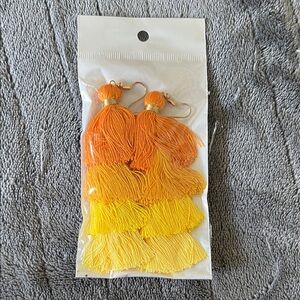 Orange and Yellow Tassel Earrings
